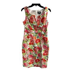 Adrianna Papell Women's Floral Sheath Dress Size  10‎ Sleeveless Colorful V Neck